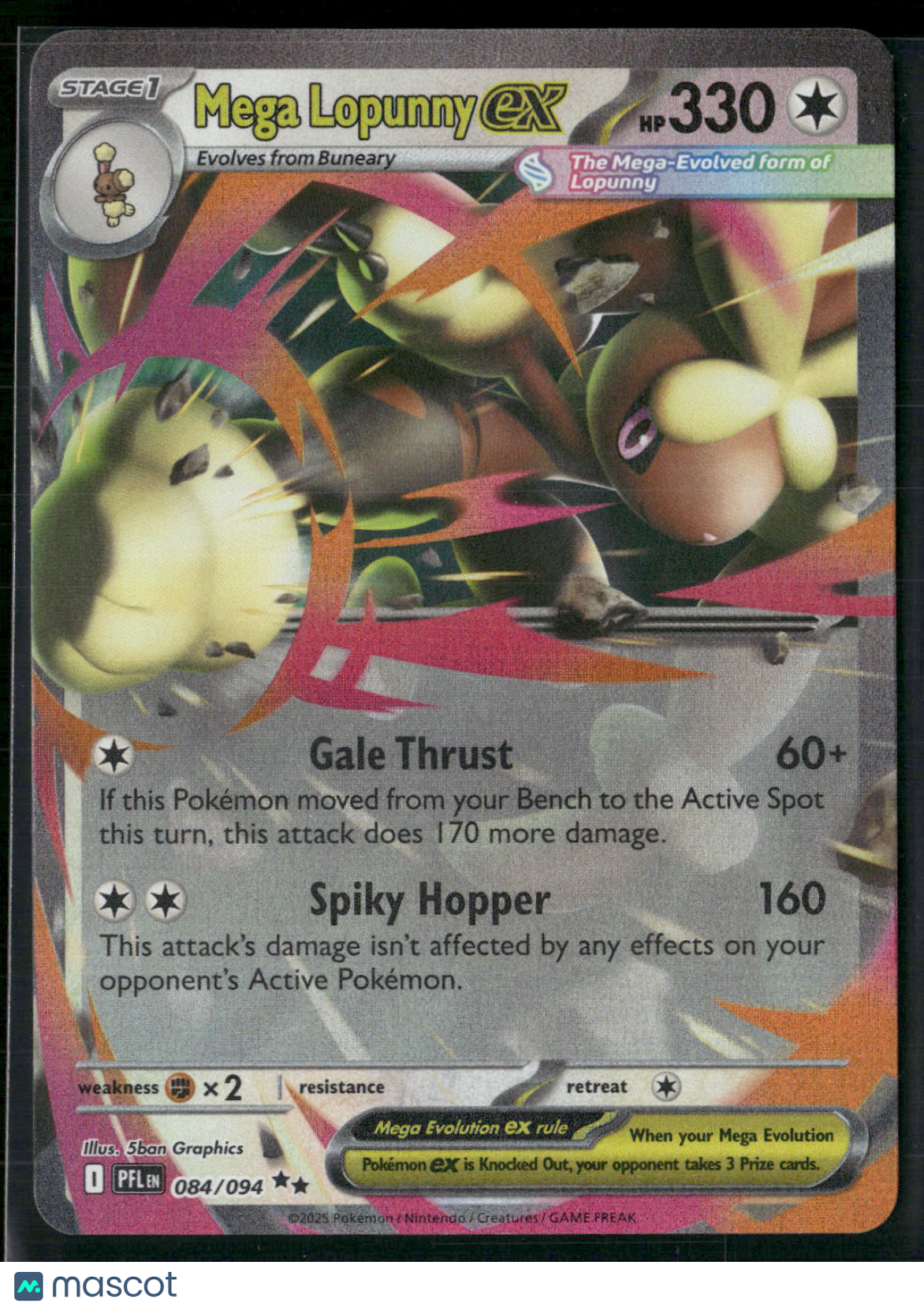 Mega Lopunny EX #84/94 2025 Mega Evolution – Phantasmal Flames Holo