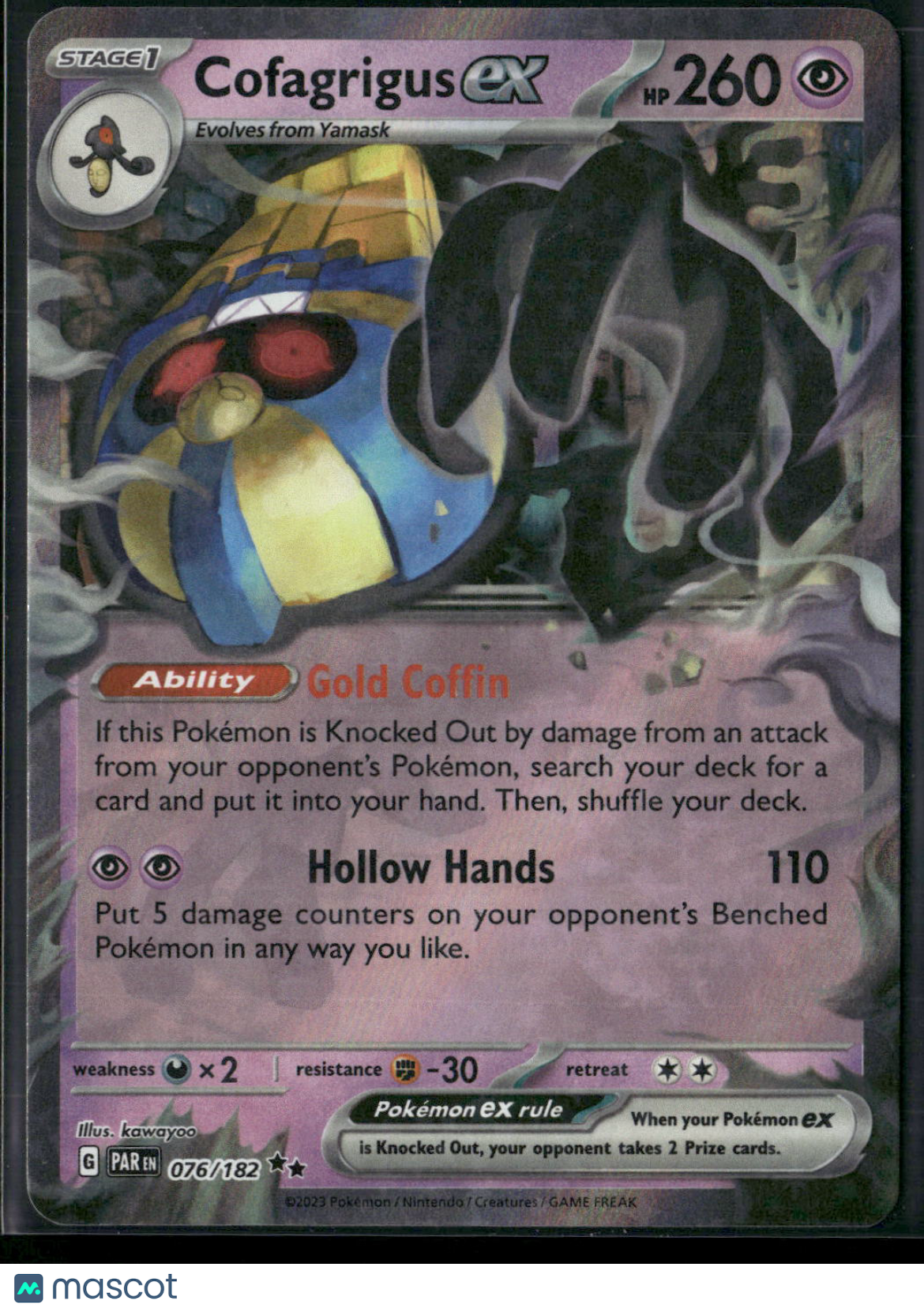 Cofagrigus EX #76/182 2023 Paradox Rift Holo