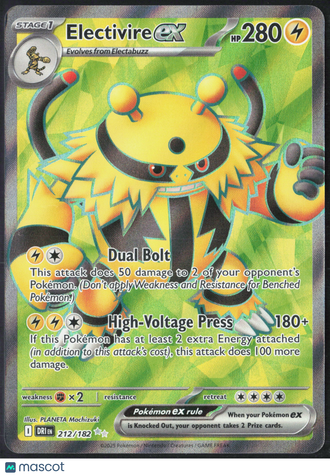 Electivire EX #212/182 2025 Black Bolt Holo