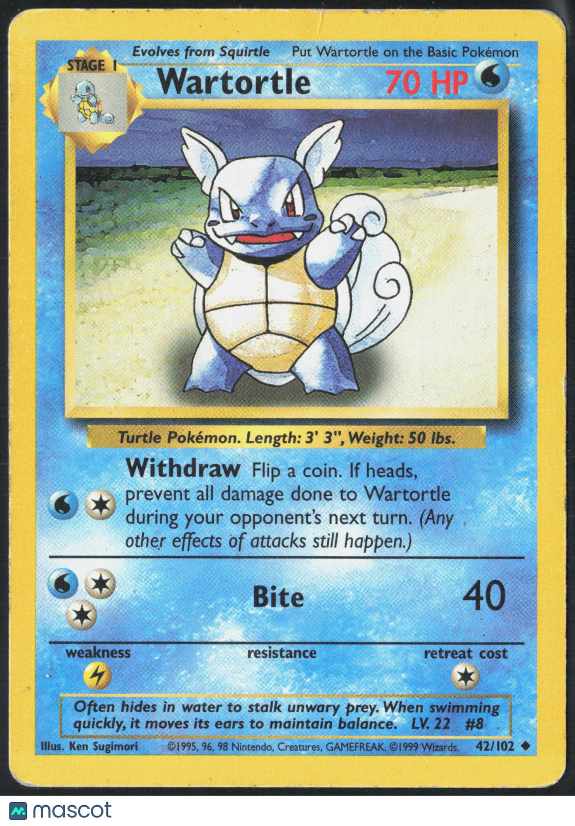 Wartortle #42/102 1999 Base Set