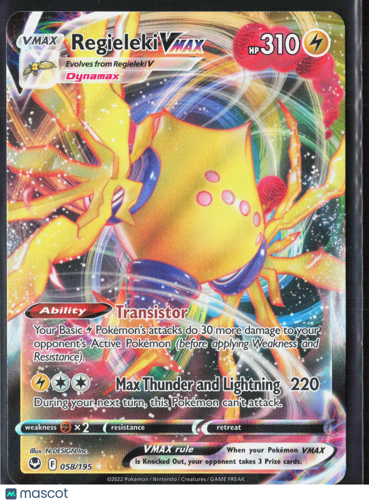 Regieleki VMAX #58/195 2022 Silver Tempest Holo