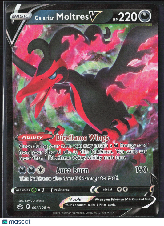 Galarian Moltres V #97/198 2021 Chilling Reign Holo