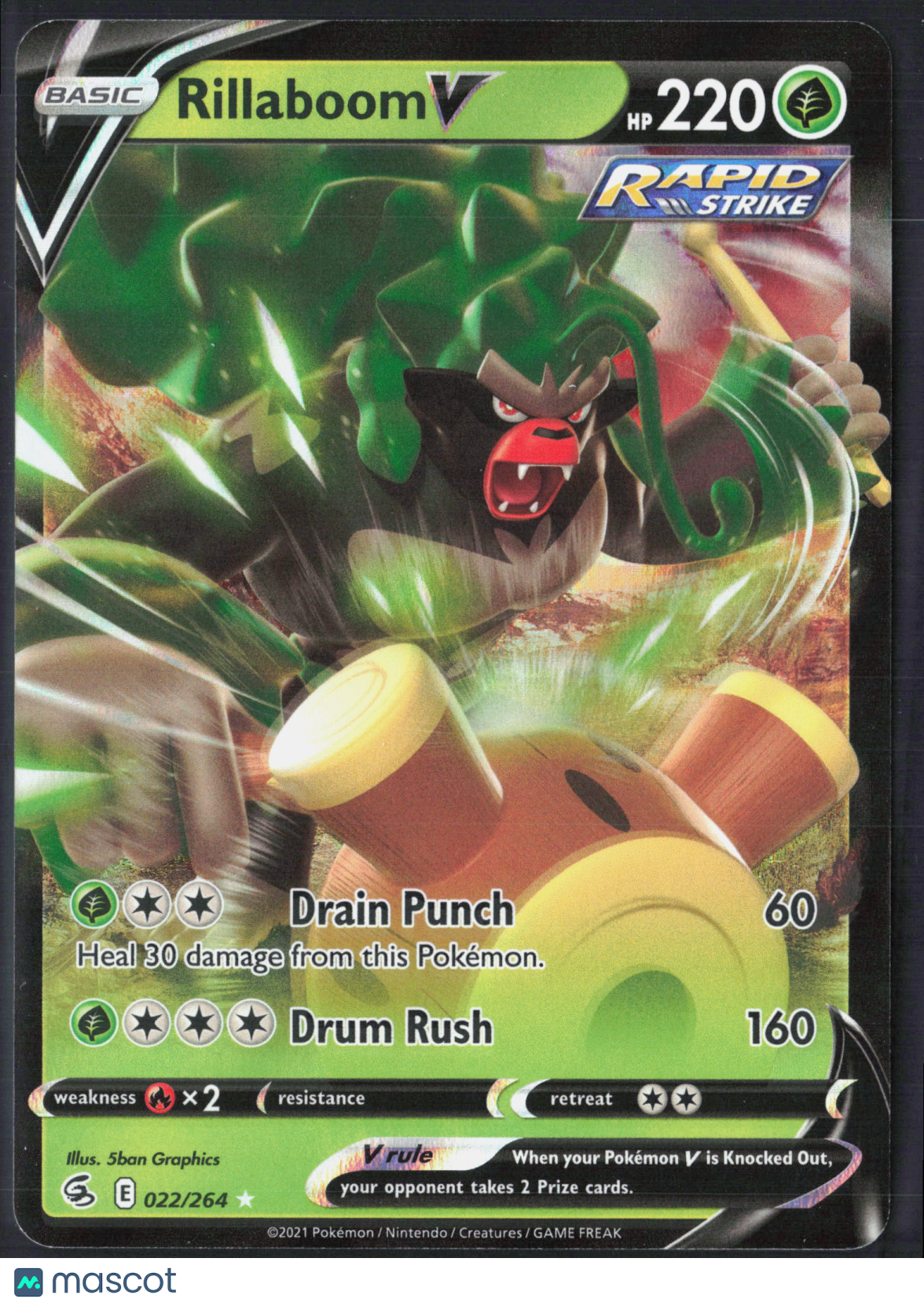 Rillaboom V #22/264 2021 Fusion Strike Holo