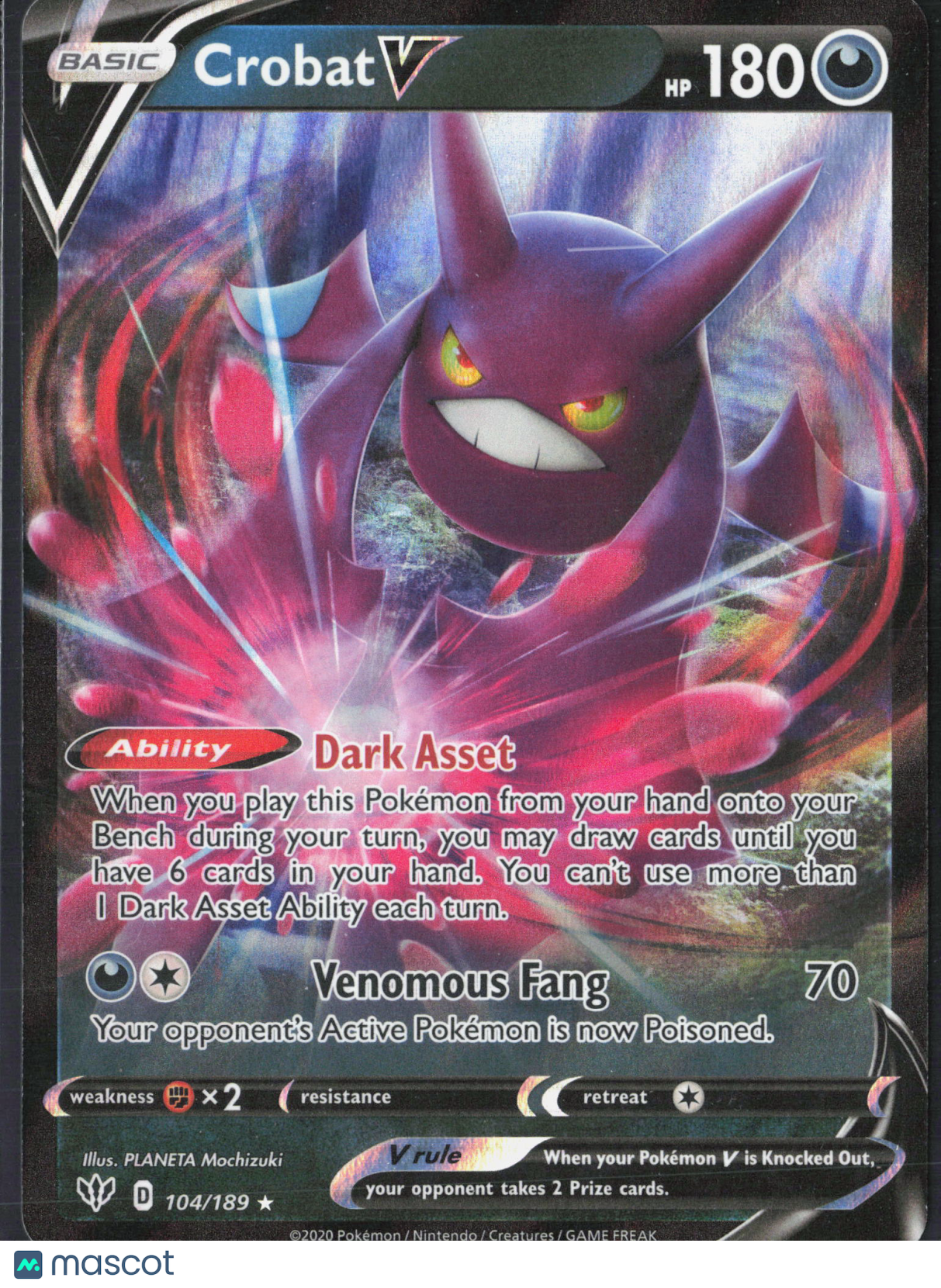 Crobat V #104/189 2020 Darkness Ablaze Holo
