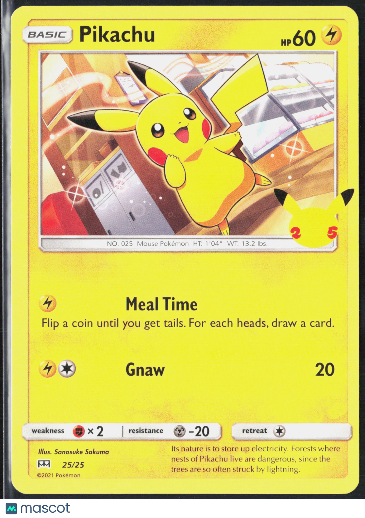 Pikachu 25/25 McDonald's Collection 2021 Stamped Pokemon Card NM