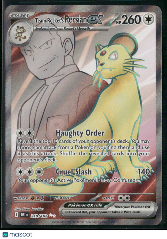 Team Rocket's Persian EX #219/182 2025 Destined Rivals Holo