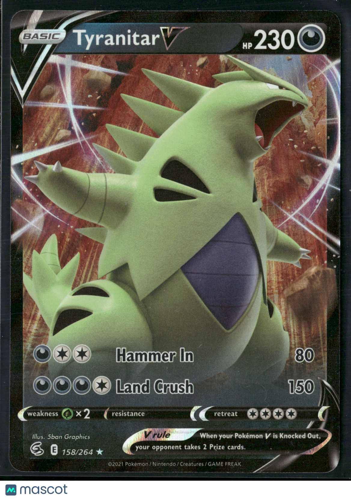 Tyranitar V #158/264 2021 Fusion Strike Holo