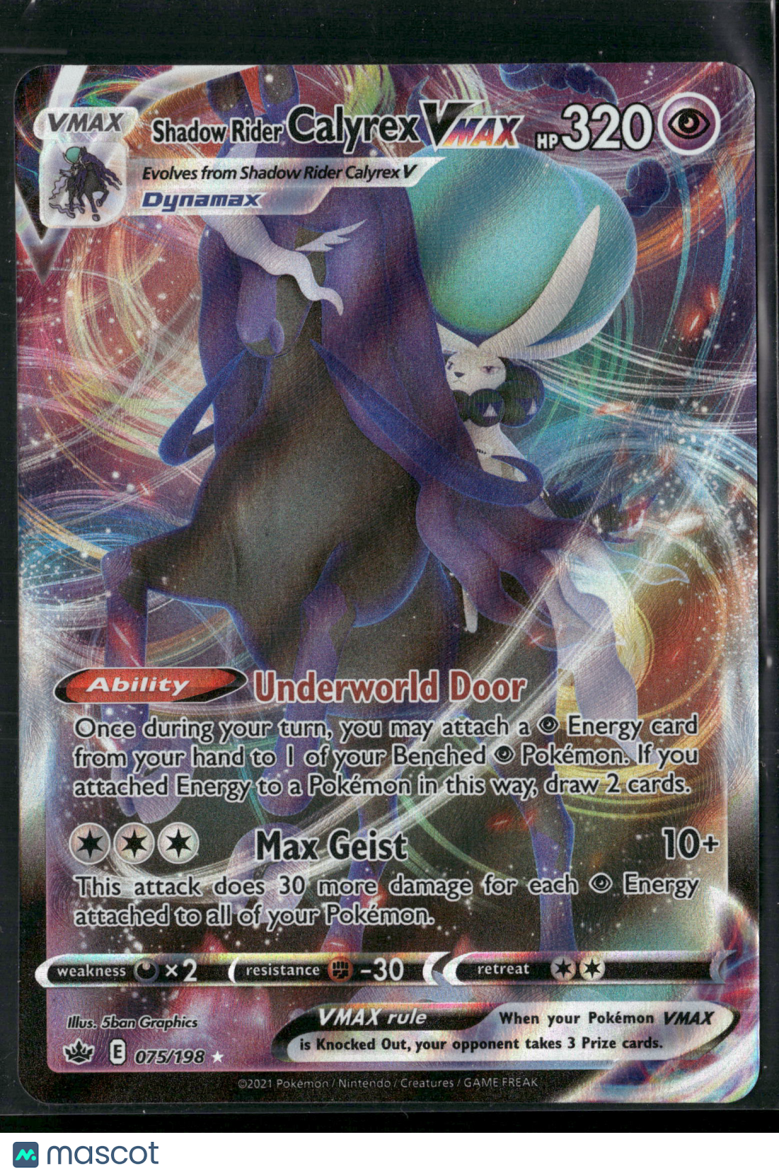 Shadow Rider Calyrex VMAX #75/198 2021 Chilling Reign Holo