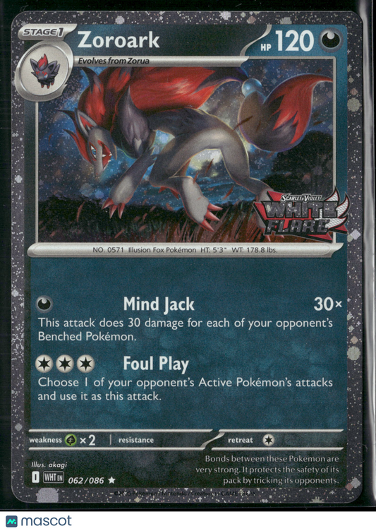Zoroark #62/86 2025 Scarlet & Violet White Flare Holo