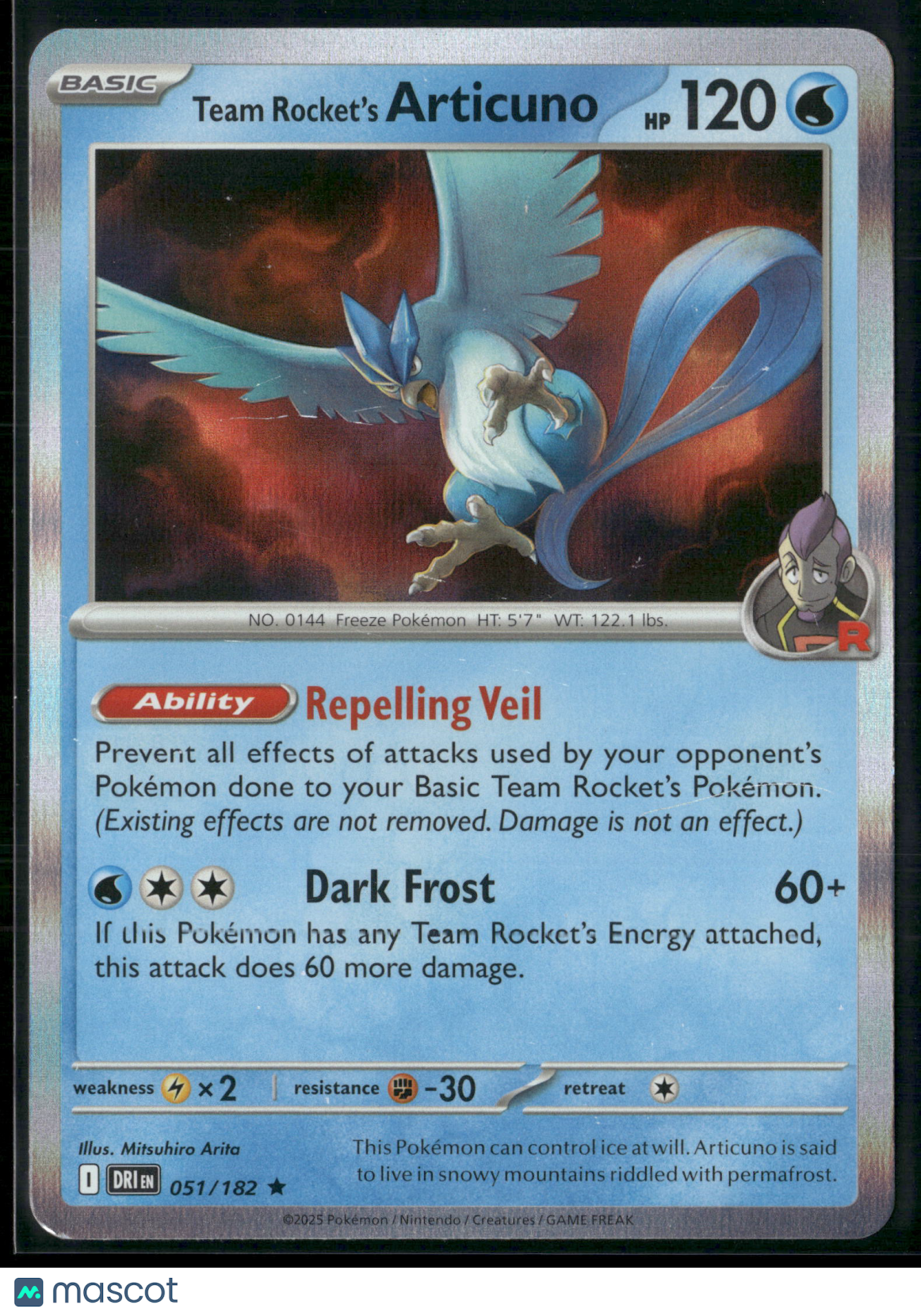 Team Rocket's Articuno #51/182 2025 Destined Rivals Reverse Holo