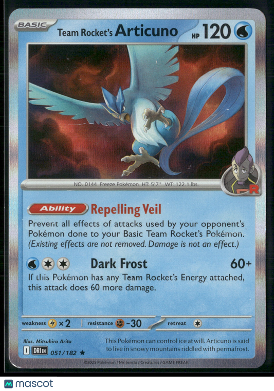 Team Rocket's Articuno #51/182 2025 Destined Rivals Reverse Holo