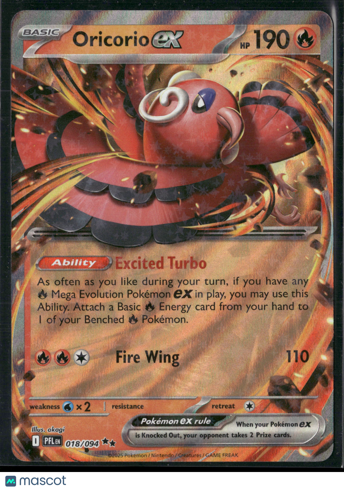 Oricorio EX #18/94 2025 Mega Evolution – Phantasmal Flames Holo