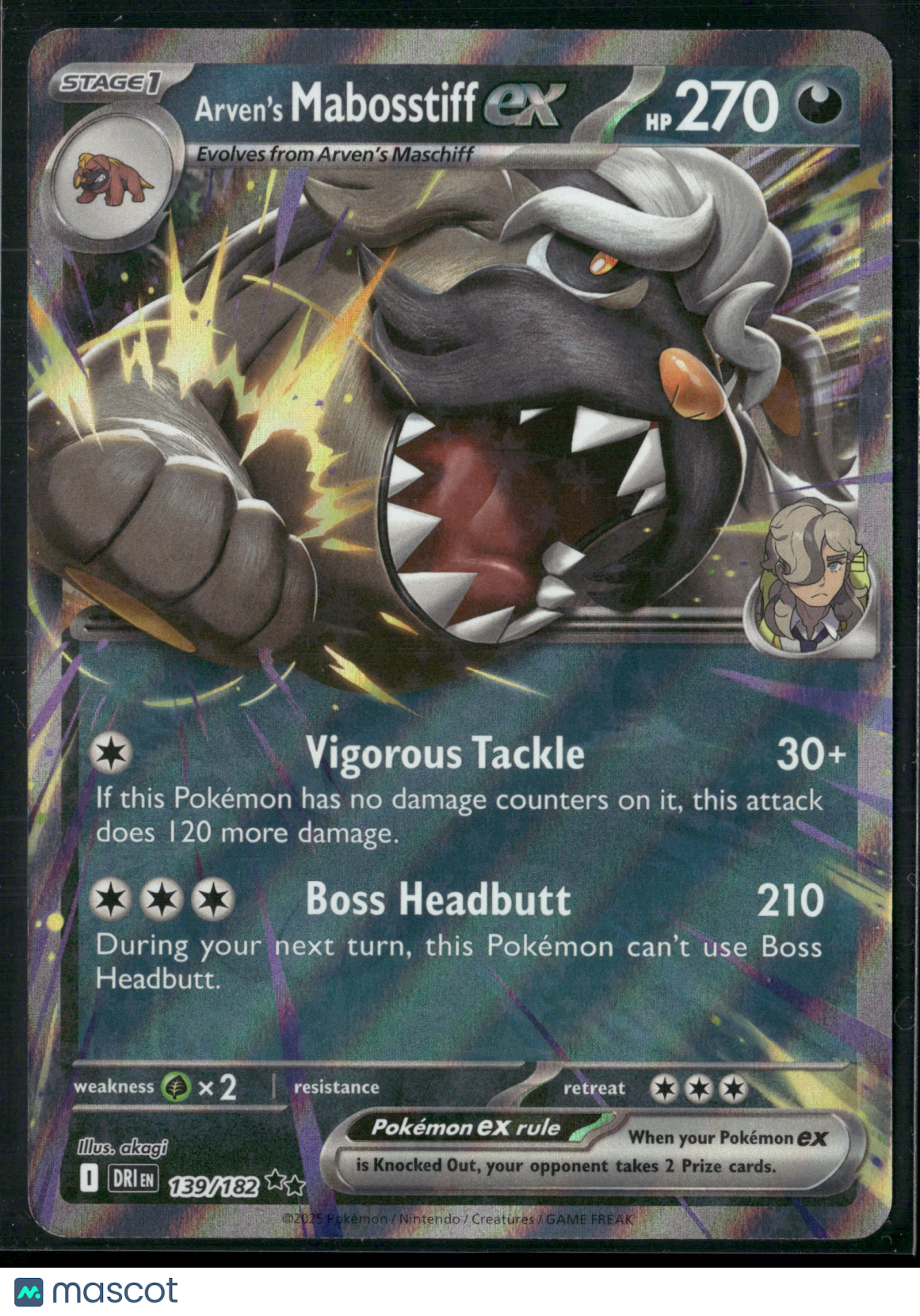 Arven's Mabosstiff EX #139/182 2025 Destined Rivals Holo