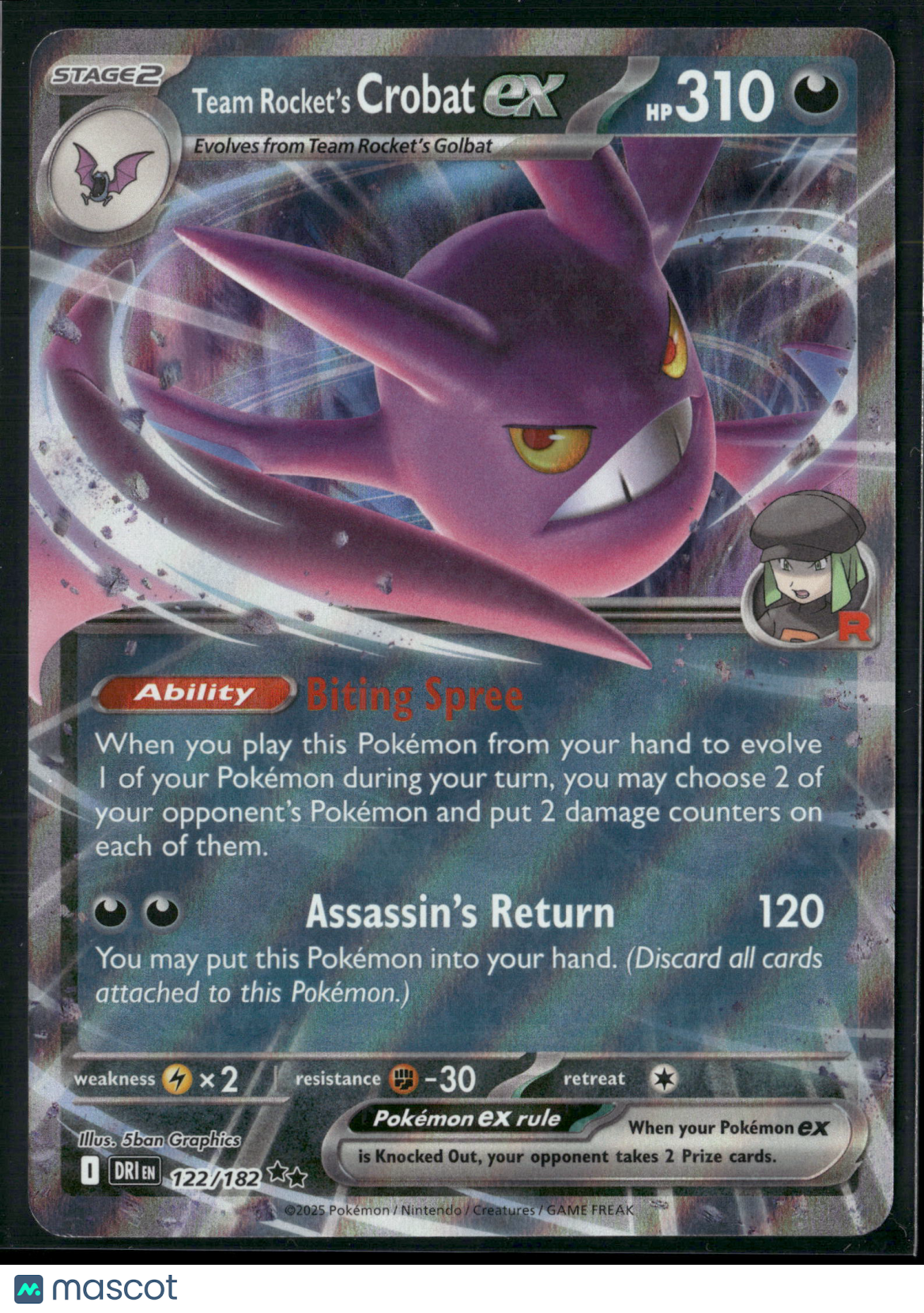 Team Rocket's Crobat EX #122/182 2025 Destined Rivals Holo