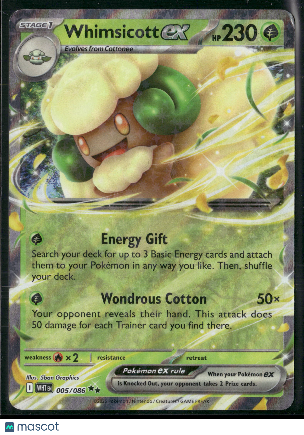 Pokemon Cards Whimsicott ex 005/086 White Flare Holo Double Rare NM *2