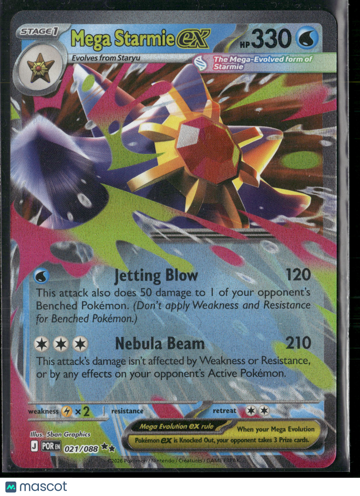Mega Starmie ex 021/088 Double Rare Perfect Order Pokemon Holo Near Mint