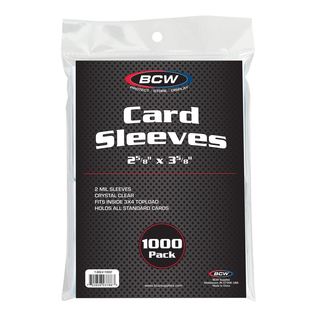 BCW 1000 Standard Penny Sleeves 2 Mil 2-5/8 x 3-5/8 Card Protectors