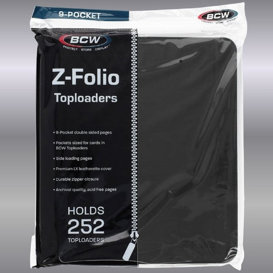 9 Pocket Toploader Binder Album Holds 252 Cards Zip Black and Multicolor