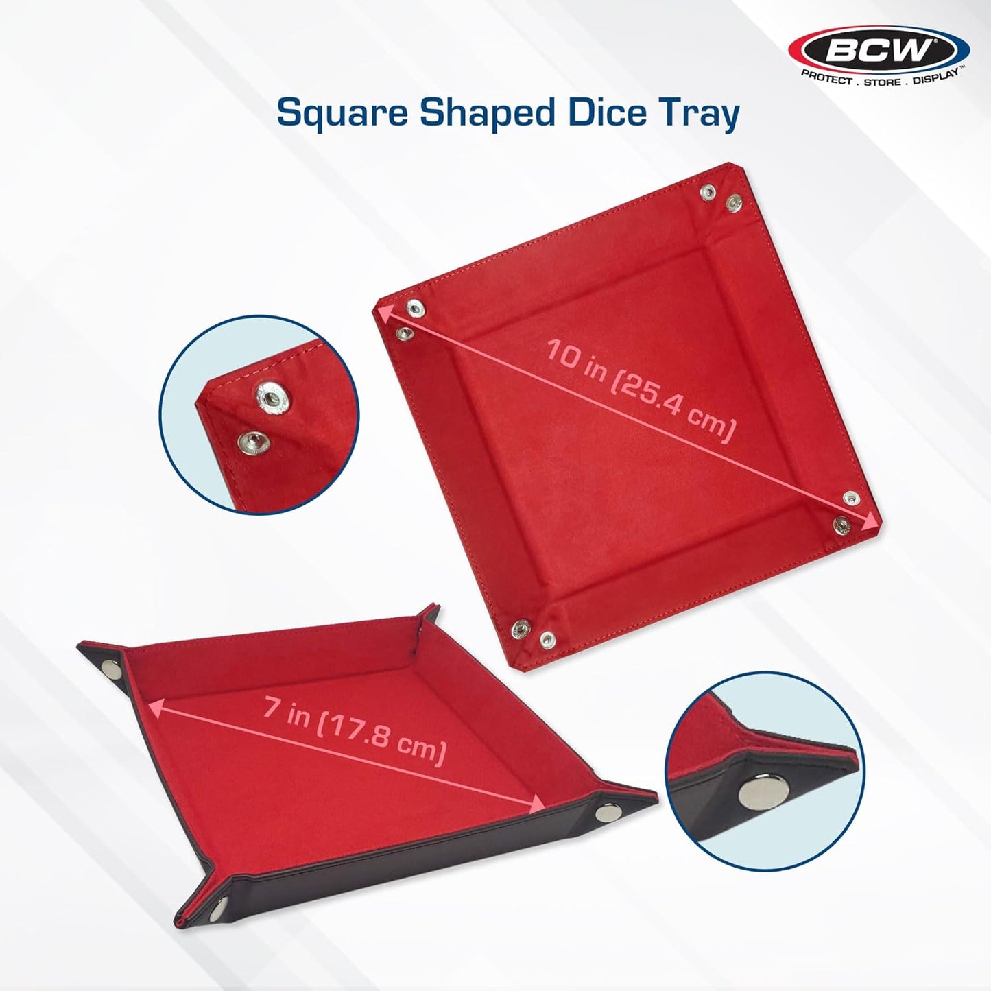 BCW Red Dice Tray LX Premium Leatherette Exterior Snap closure