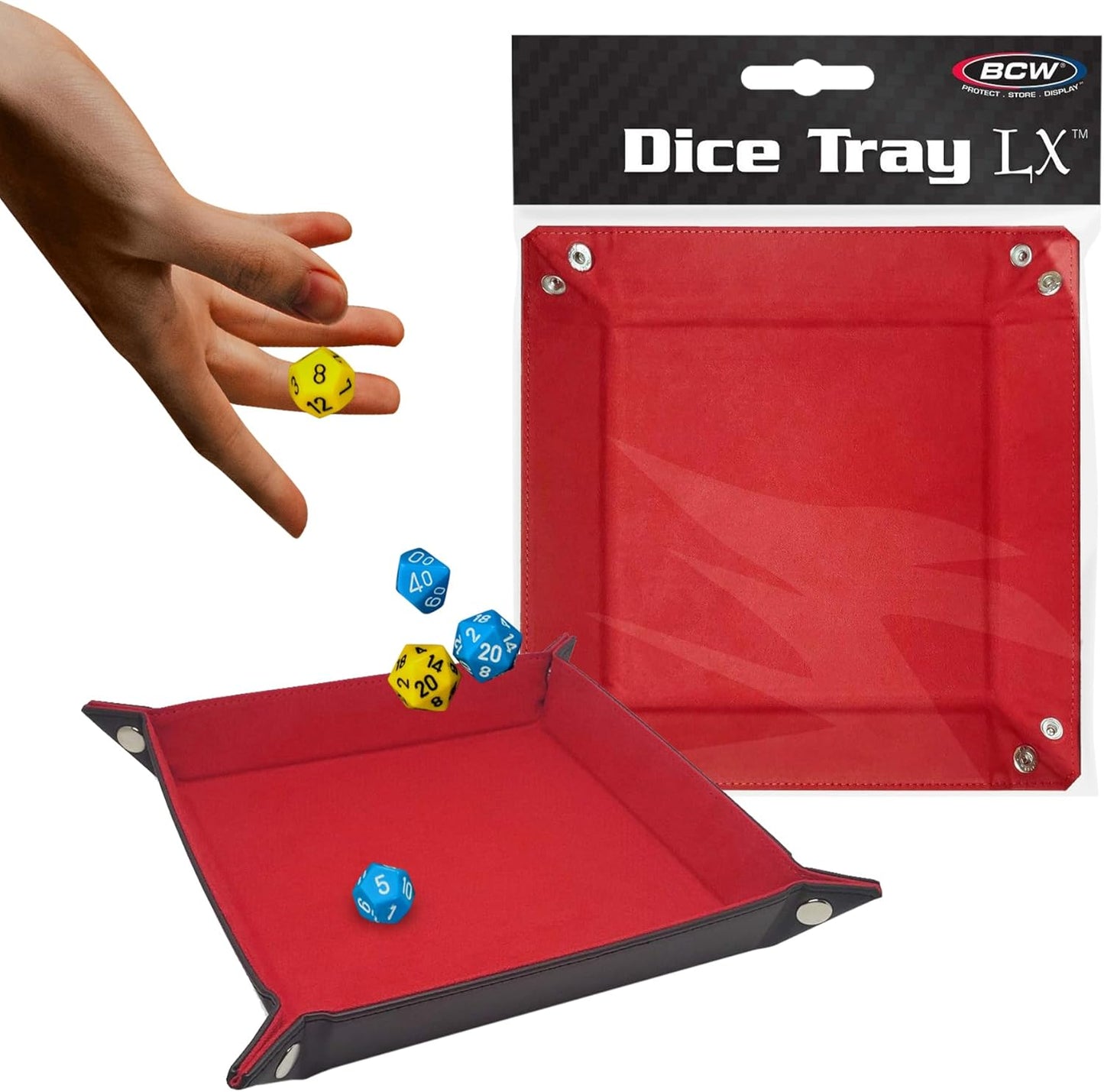 BCW Red Dice Tray LX Premium Leatherette Exterior Snap closure